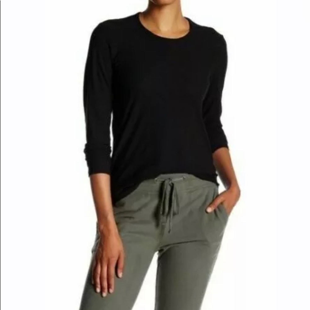 James Perse long sleeve T shirt Sz 0 BLACK